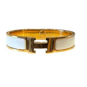 Hermes Clic H bracelet in White & Gold*Size medium*with COA